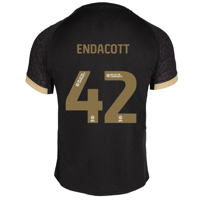 Danxen Bambino Maglia Jack Endacott #42 Nero Oro Kit Gara Away 2025/26 Maglietta