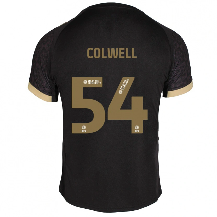 Danxen Bambino Maglia Lewis Colwell #54 Nero Oro Kit Gara Away 2025/26 Maglietta
