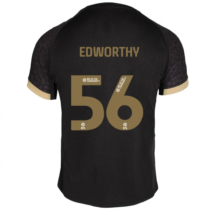 Danxen Bambino Maglia Kieran Edworthy #56 Nero Oro Kit Gara Away 2025/26 Maglietta
