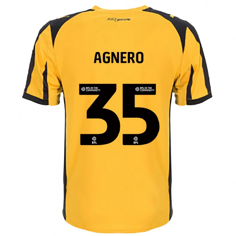 Danxen Bambino Maglia Karl Agnero #35 Arancione Nero Kit Gara Away 2025/26 Maglietta