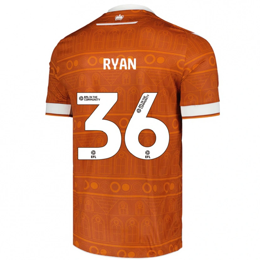 Danxen Bambino Maglia John Ryan #36 Arancione Bianco Kit Gara Away 2025/26 Maglietta