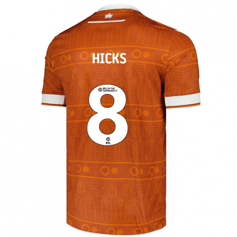 Danxen Bambino Maglia David Hicks #8 Arancione Bianco Kit Gara Away 2025/26 Maglietta