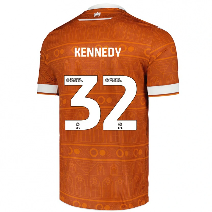 Danxen Bambino Maglia Stevie Kennedy #32 Arancione Bianco Kit Gara Away 2025/26 Maglietta