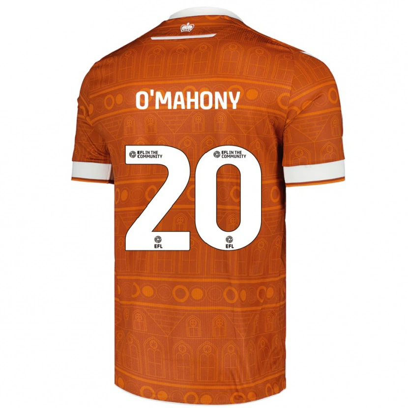 Danxen Bambino Maglia Mark O'mahony #20 Arancione Bianco Kit Gara Away 2025/26 Maglietta