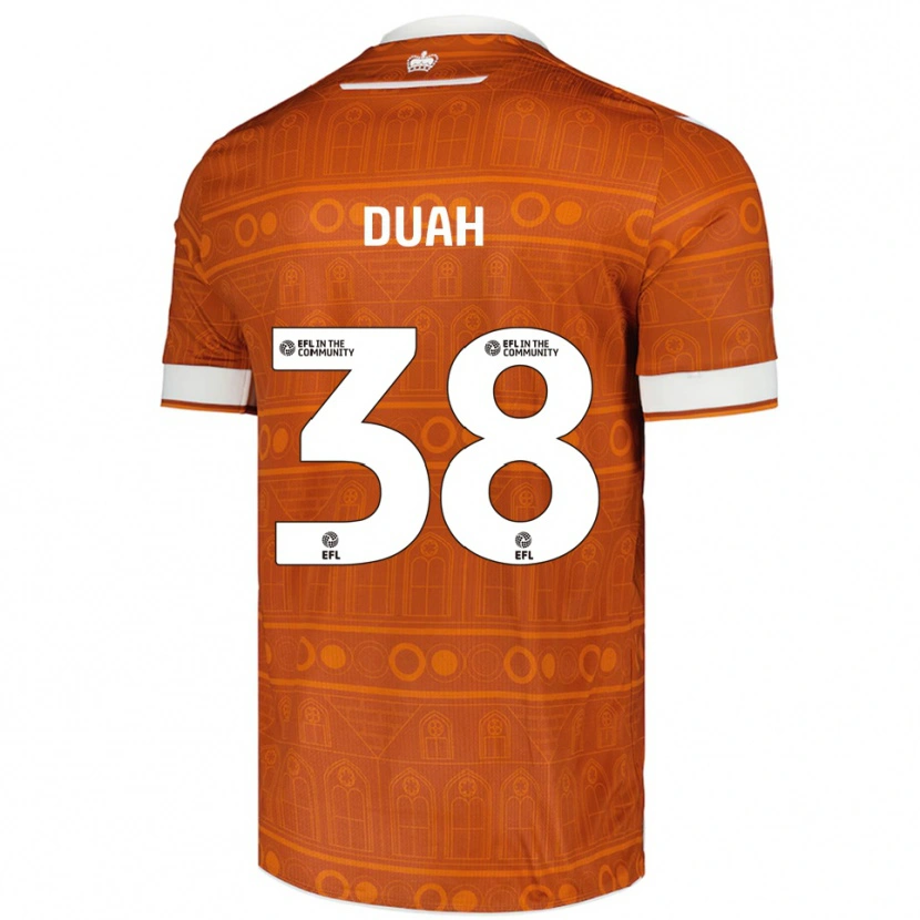 Danxen Bambino Maglia Philip Duah #38 Arancione Bianco Kit Gara Away 2025/26 Maglietta