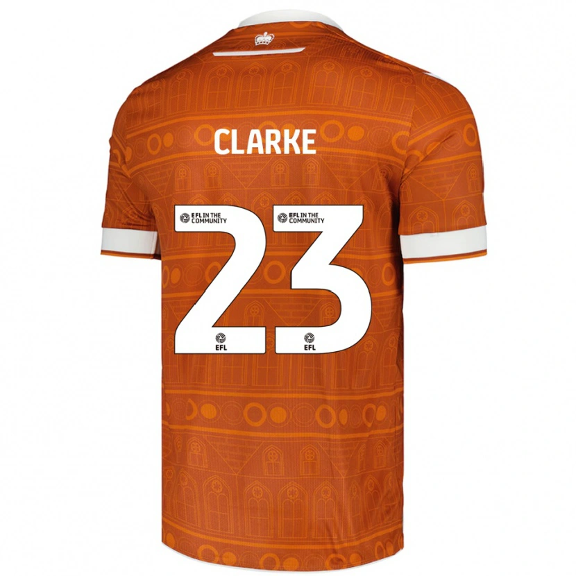 Danxen Bambino Maglia John Clarke #23 Arancione Bianco Kit Gara Away 2025/26 Maglietta