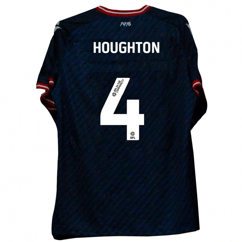 Danxen Bambino Maglia Jordan Houghton #4 Blu Navy Rosso Kit Gara Away 2025/26 Maglietta