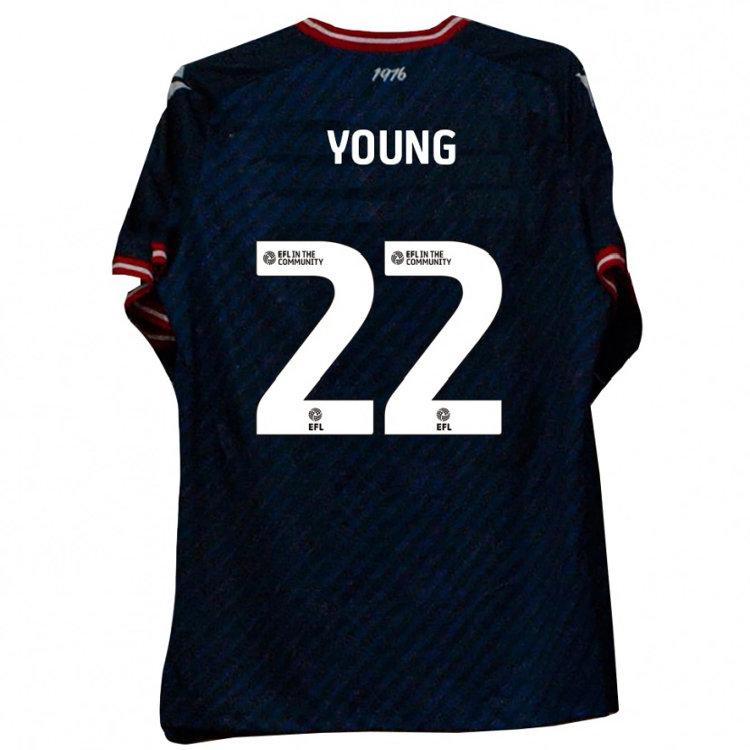 Danxen Bambino Maglia Jake Young #22 Blu Navy Rosso Kit Gara Away 2025/26 Maglietta