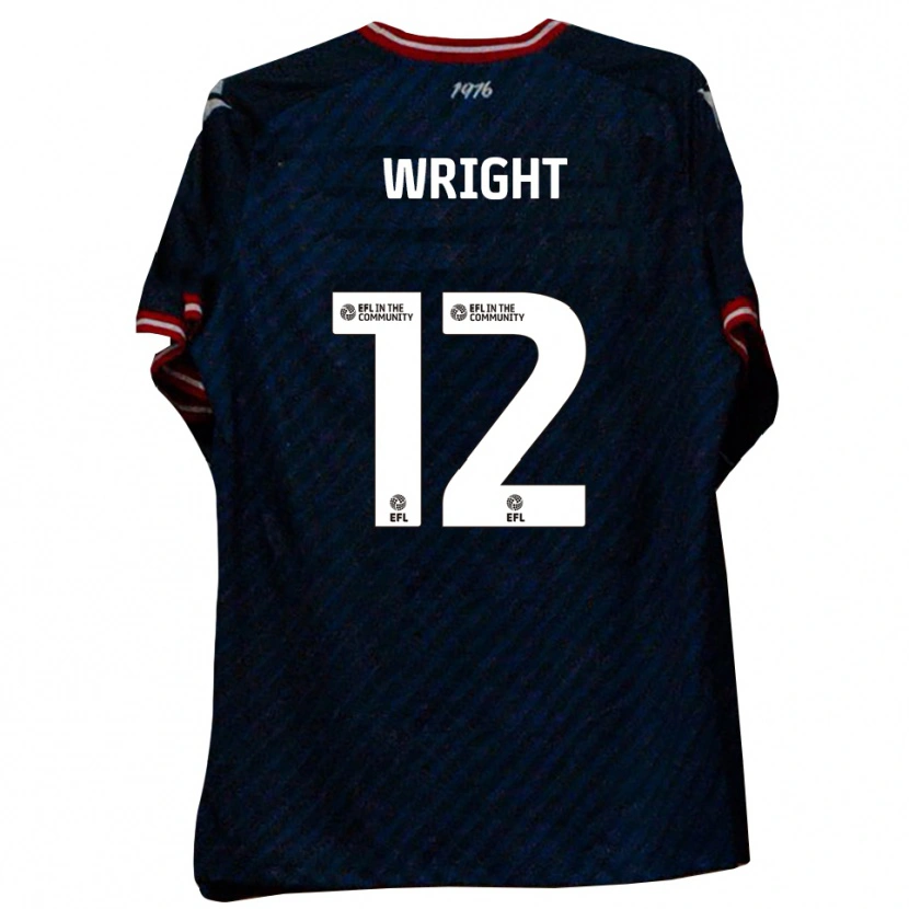 Danxen Bambino Maglia Eddie Wright #12 Blu Navy Rosso Kit Gara Away 2025/26 Maglietta
