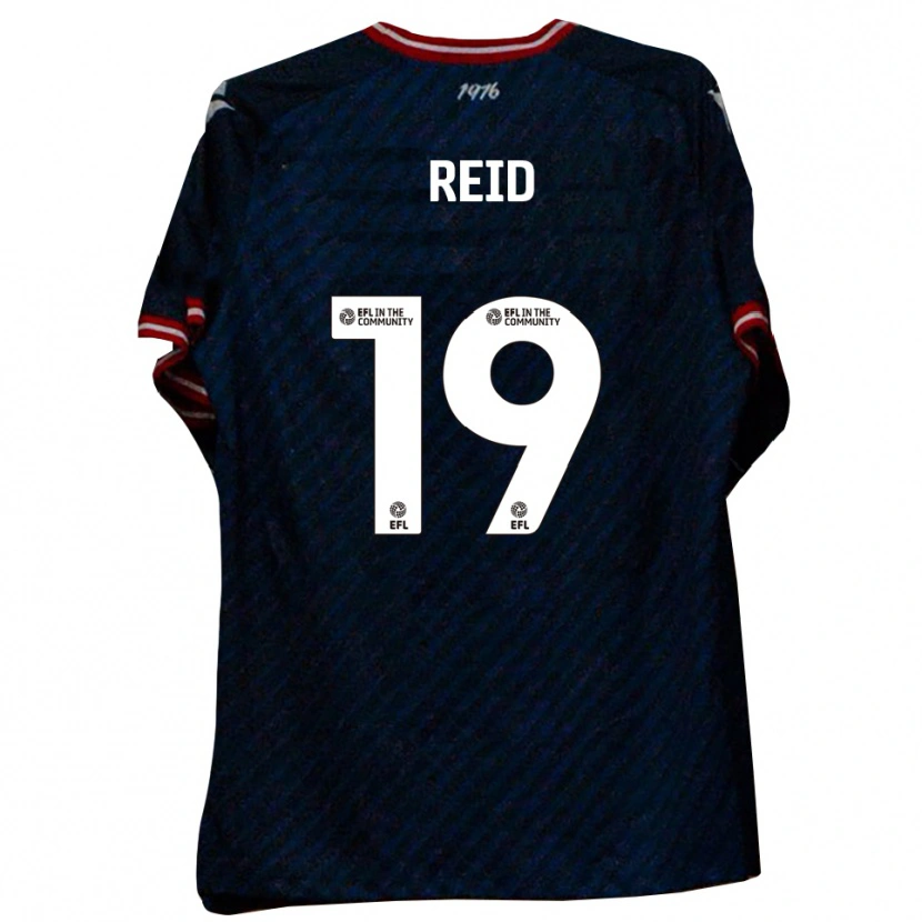 Danxen Bambino Maglia Jamie Reid #19 Blu Navy Rosso Kit Gara Away 2025/26 Maglietta