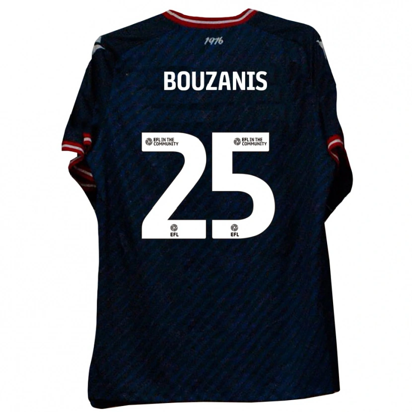 Danxen Bambino Maglia Dean Bouzanis #25 Blu Navy Rosso Kit Gara Away 2025/26 Maglietta