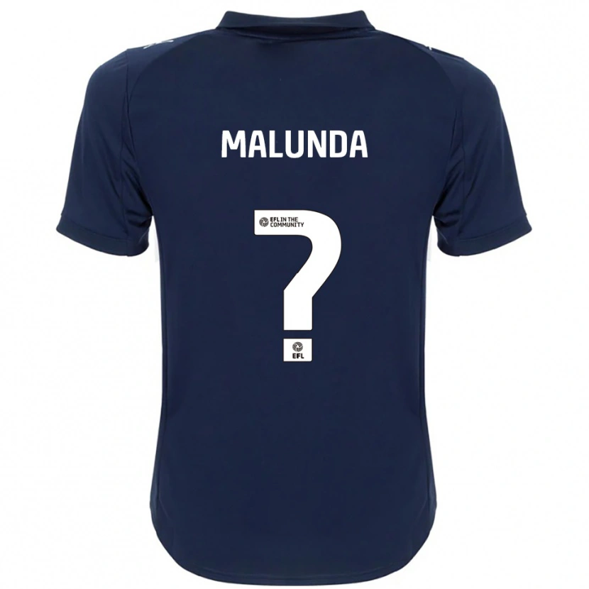 Danxen Bambino Maglia Troy Malunda #0 Blu Navy Bianco Kit Gara Away 2025/26 Maglietta