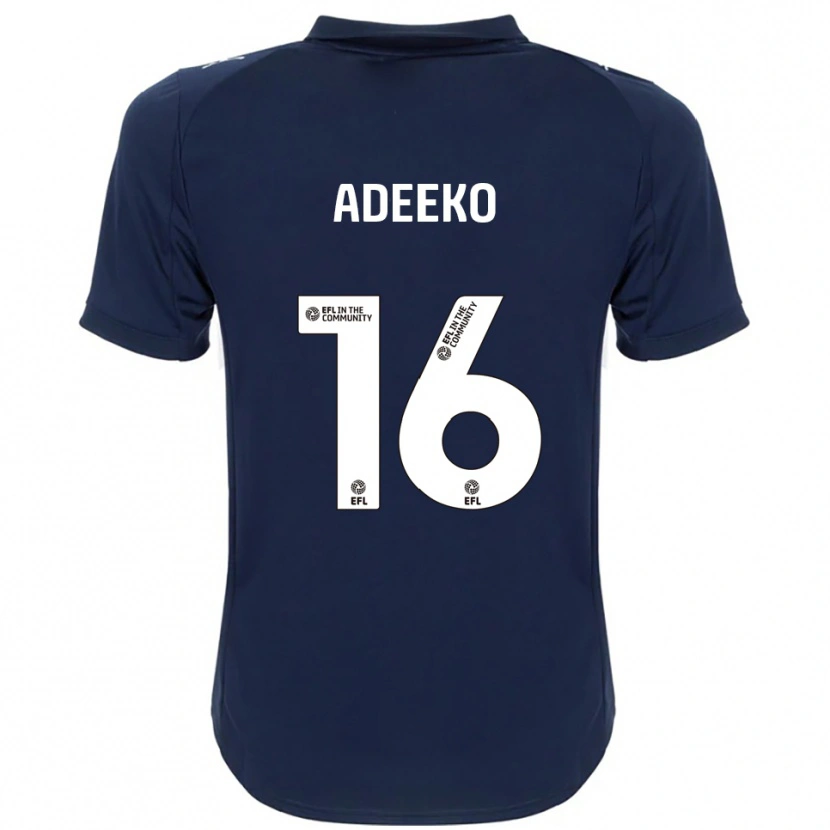 Danxen Bambino Maglia Baba Adeeko #16 Blu Navy Bianco Kit Gara Away 2025/26 Maglietta