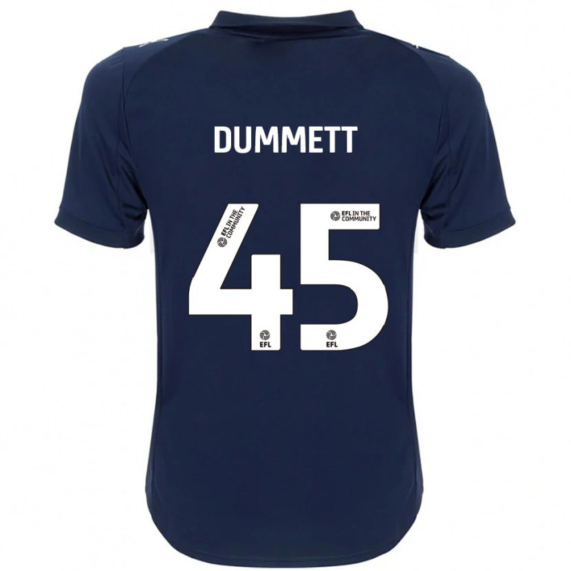 Danxen Bambino Maglia Paul Dummett #45 Blu Navy Bianco Kit Gara Away 2025/26 Maglietta