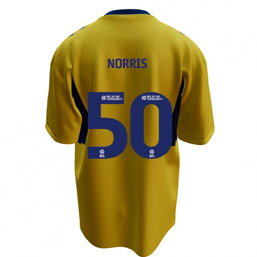 Danxen Bambino Maglia Will Norris #50 Giallo Blu Kit Gara Away 2025/26 Maglietta