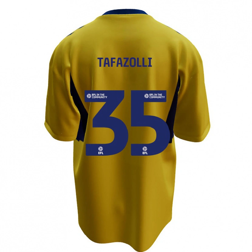 Danxen Bambino Maglia Ryan Tafazolli #35 Giallo Blu Kit Gara Away 2025/26 Maglietta