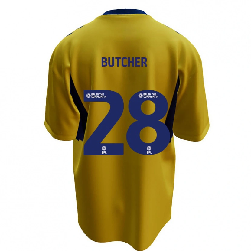 Danxen Bambino Maglia Matt Butcher #28 Giallo Blu Kit Gara Away 2025/26 Maglietta