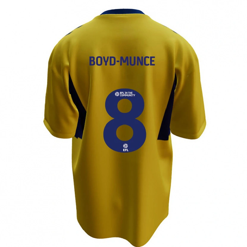Danxen Bambino Maglia Caolan Boyd-Munce #8 Giallo Blu Kit Gara Away 2025/26 Maglietta