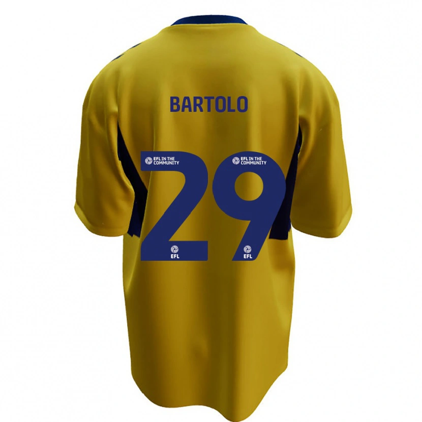 Danxen Bambino Maglia Jaiden Bartolo #29 Giallo Blu Kit Gara Away 2025/26 Maglietta