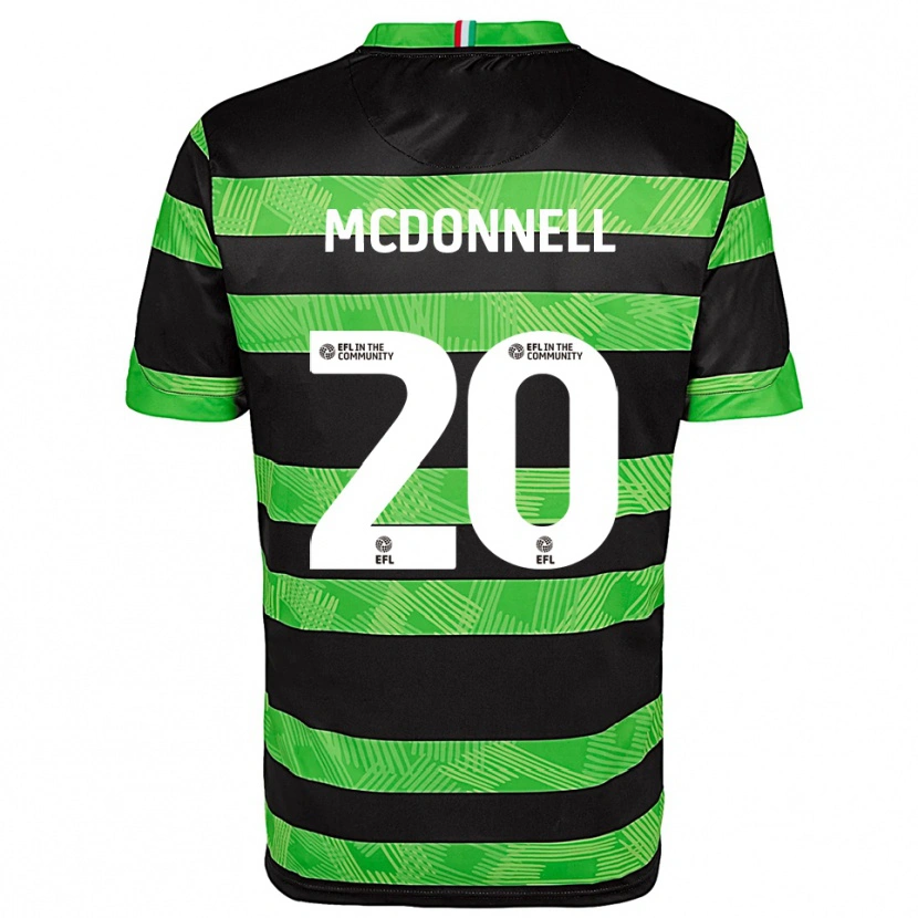 Danxen Bambino Maglia Joe Mcdonnell #20 Nero Verde Kit Gara Away 2025/26 Maglietta