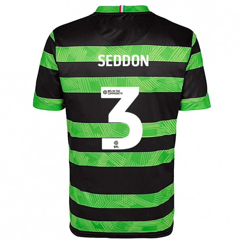 Danxen Bambino Maglia Steve Seddon #3 Nero Verde Kit Gara Away 2025/26 Maglietta