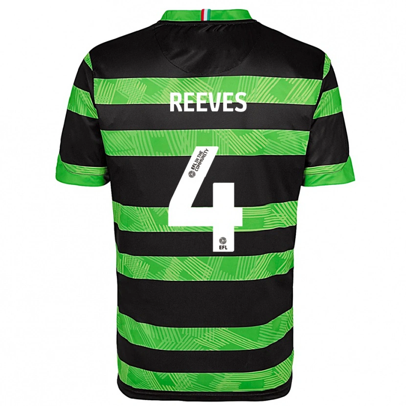 Danxen Bambino Maglia Jake Reeves #4 Nero Verde Kit Gara Away 2025/26 Maglietta
