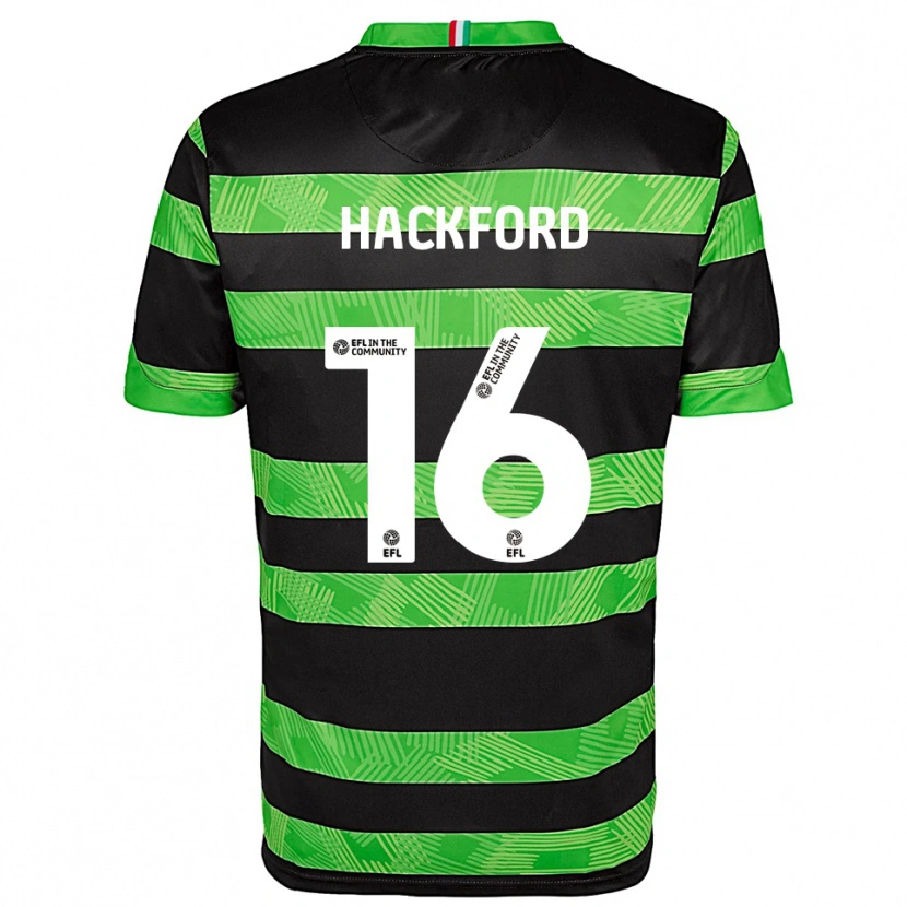 Danxen Bambino Maglia Antwoine Hackford #16 Nero Verde Kit Gara Away 2025/26 Maglietta