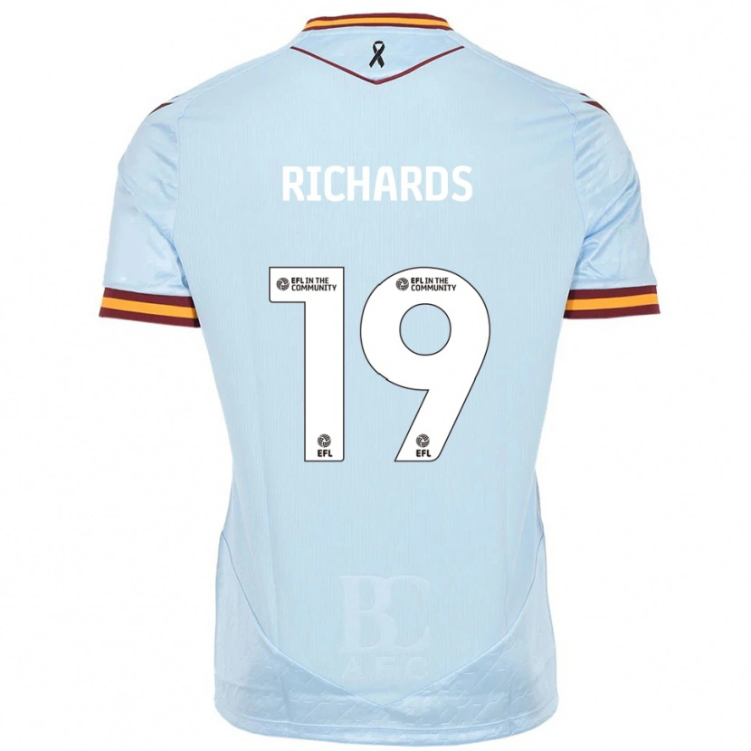 Danxen Bambino Maglia Lewis Richards #19 Azzurro Kit Gara Away 2025/26 Maglietta