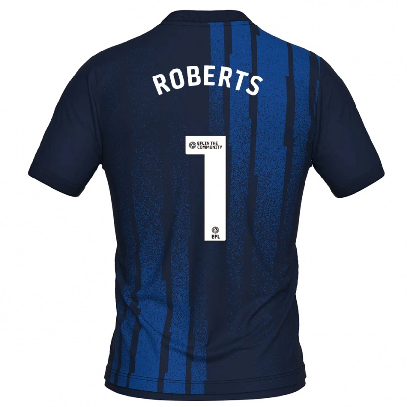 Danxen Bambino Maglia Liam Roberts #1 Blu Navy Bianco Kit Gara Away 2025/26 Maglietta