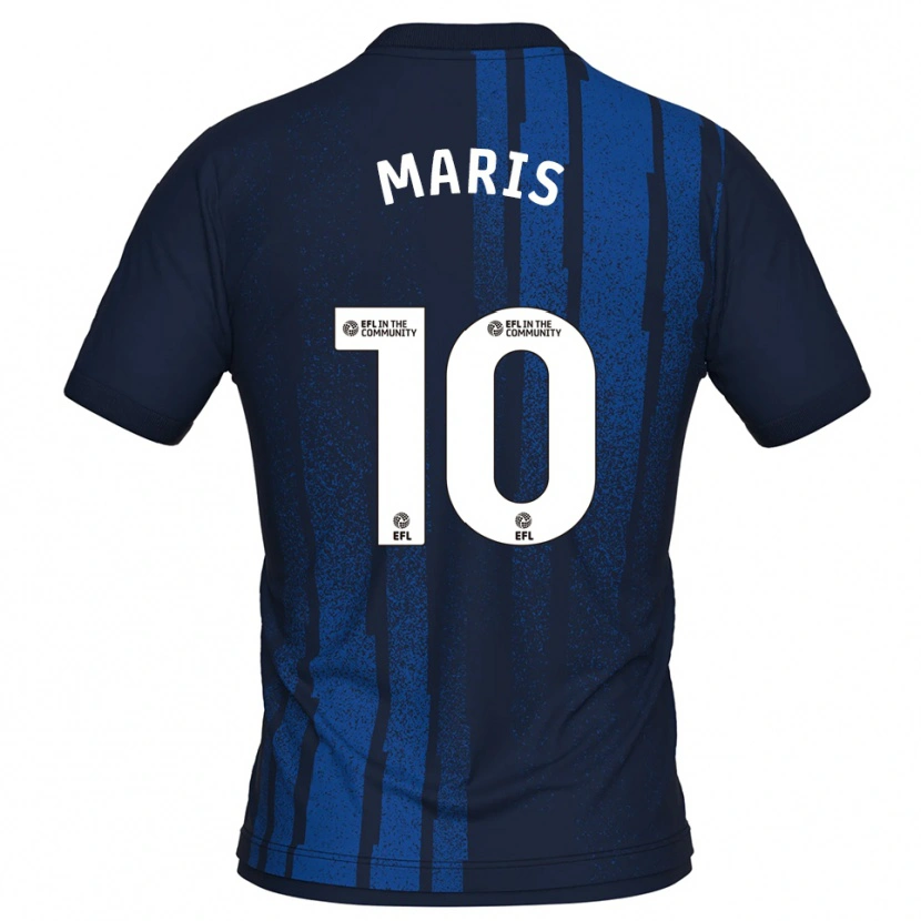 Danxen Bambino Maglia George Maris #10 Blu Navy Bianco Kit Gara Away 2025/26 Maglietta
