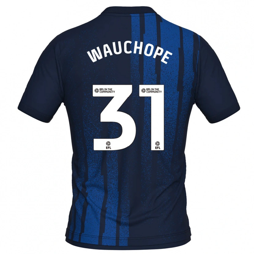 Danxen Bambino Maglia Darien Wauchope #31 Blu Navy Bianco Kit Gara Away 2025/26 Maglietta