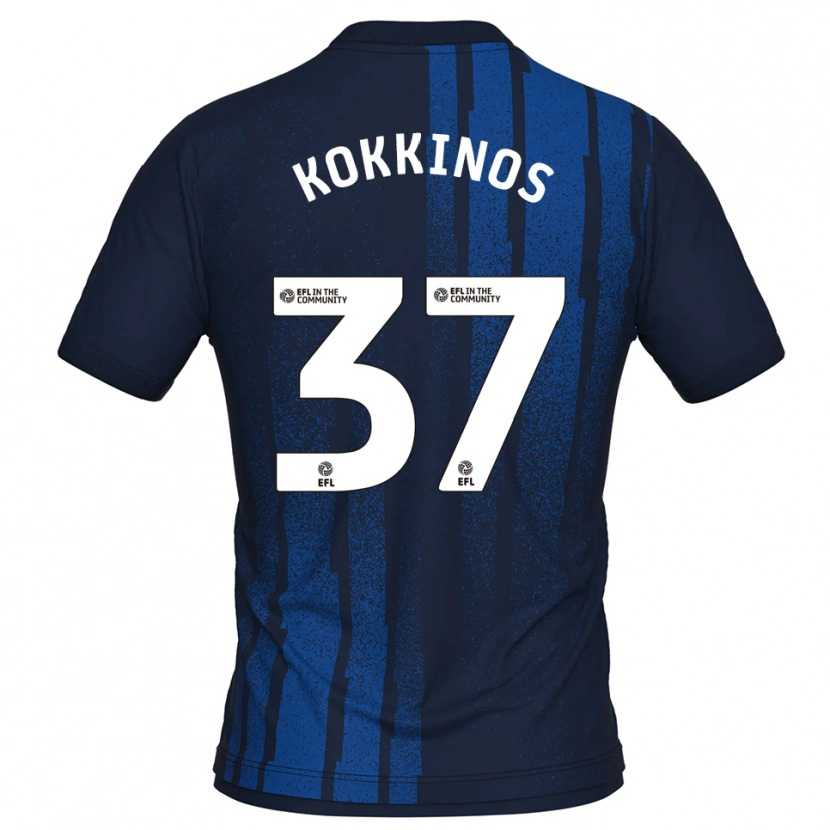Danxen Bambino Maglia Ronnie Kokkinos #37 Blu Navy Bianco Kit Gara Away 2025/26 Maglietta