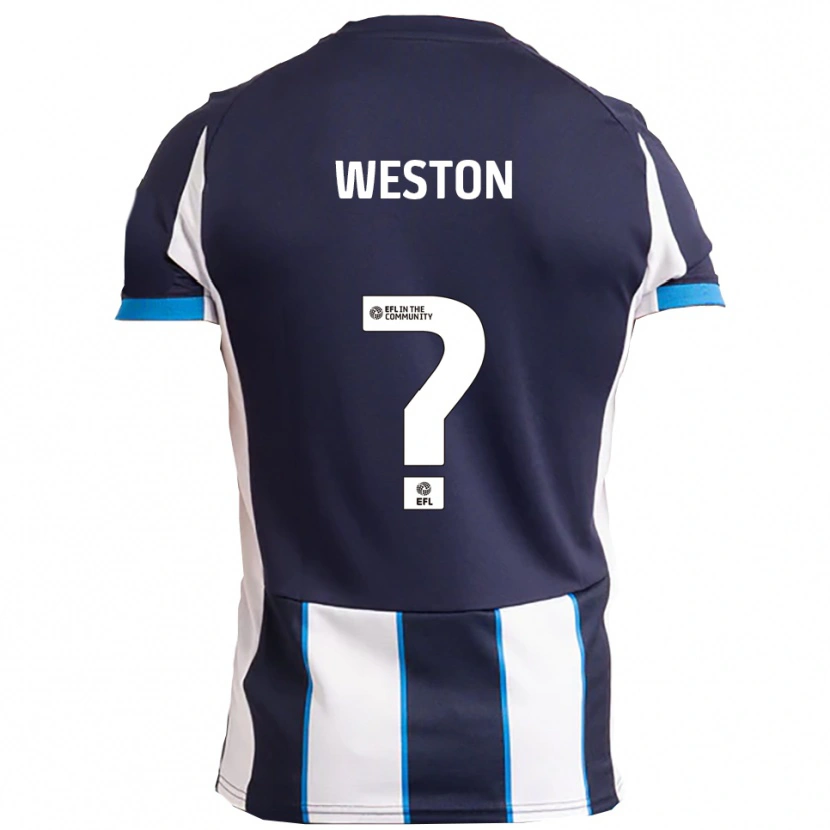 Danxen Bambino Maglia Lily Weston #0 Bianco Blu Navy Kit Gara Away 2025/26 Maglietta