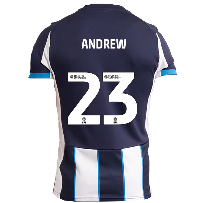 Danxen Bambino Maglia Danny Andrew #23 Bianco Blu Navy Kit Gara Away 2025/26 Maglietta