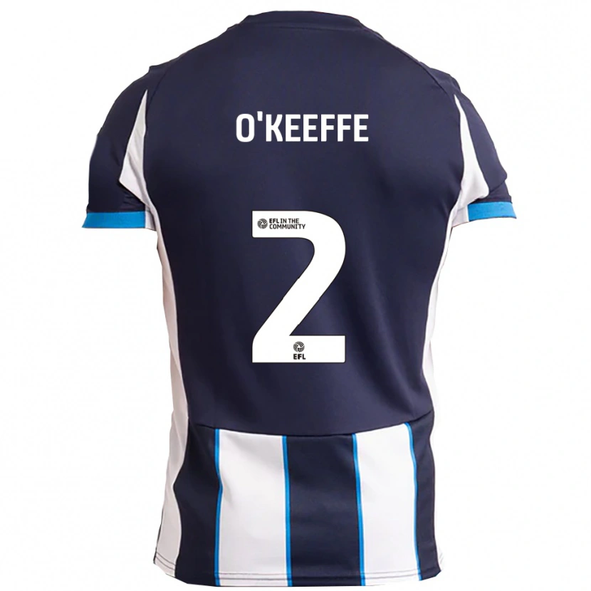 Danxen Bambino Maglia Corey O'keeffe #2 Bianco Blu Navy Kit Gara Away 2025/26 Maglietta