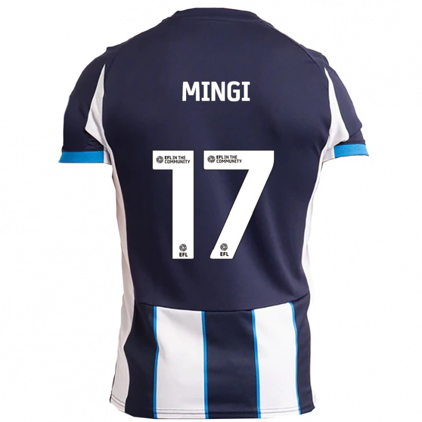 Danxen Bambino Maglia Jay Mingi #17 Bianco Blu Navy Kit Gara Away 2025/26 Maglietta
