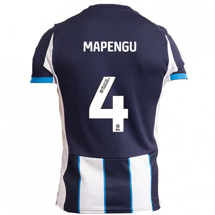 Danxen Bambino Maglia Nathaniel Mapengu #4 Bianco Blu Navy Kit Gara Away 2025/26 Maglietta