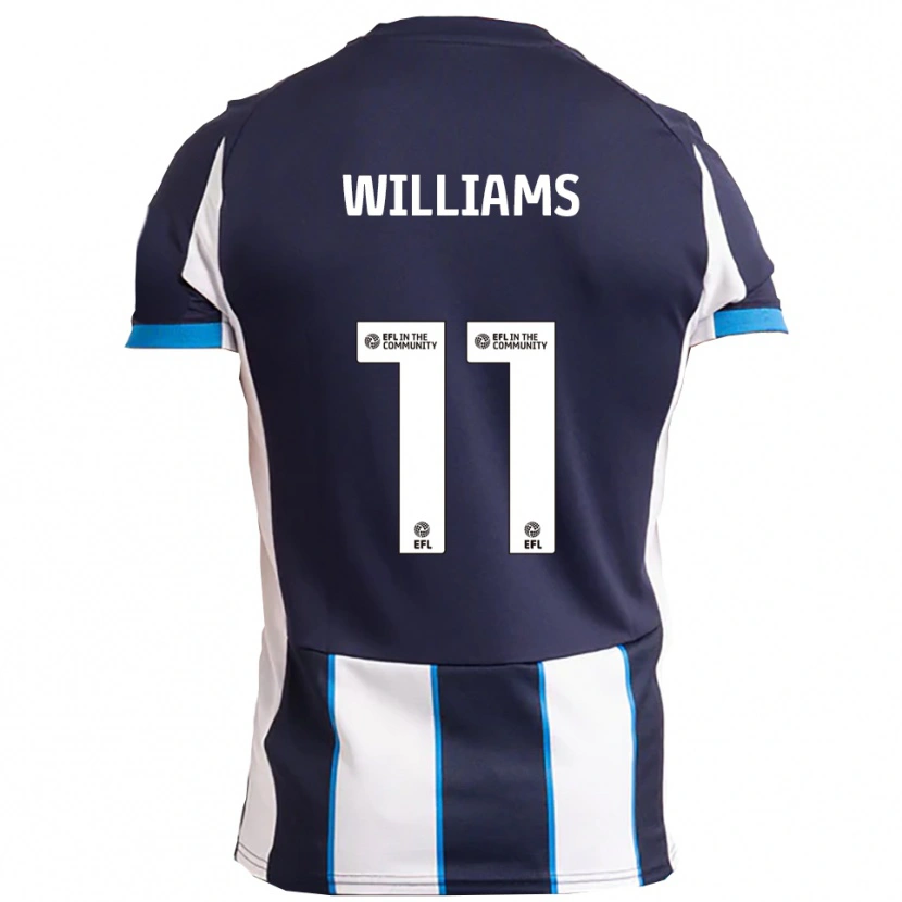 Danxen Bambino Maglia Lee Williams #11 Bianco Blu Navy Kit Gara Away 2025/26 Maglietta