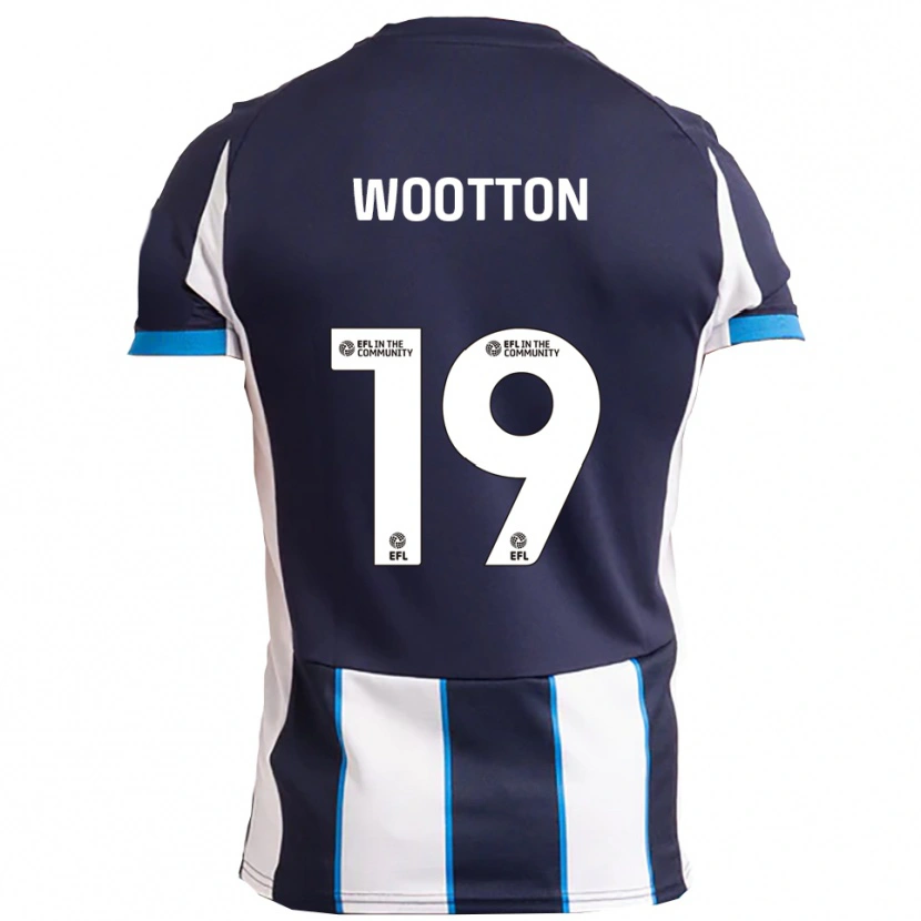 Danxen Bambino Maglia Kyle Wootton #19 Bianco Blu Navy Kit Gara Away 2025/26 Maglietta