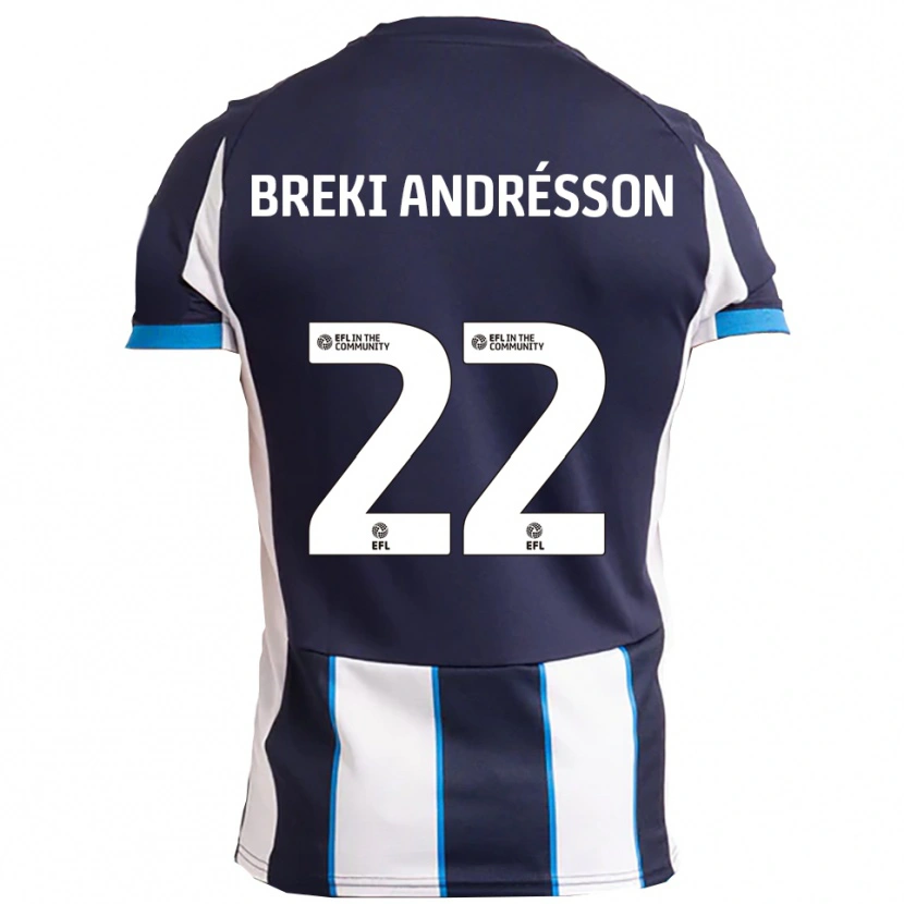 Danxen Bambino Maglia Benoný Breki Andrésson #22 Bianco Blu Navy Kit Gara Away 2025/26 Maglietta