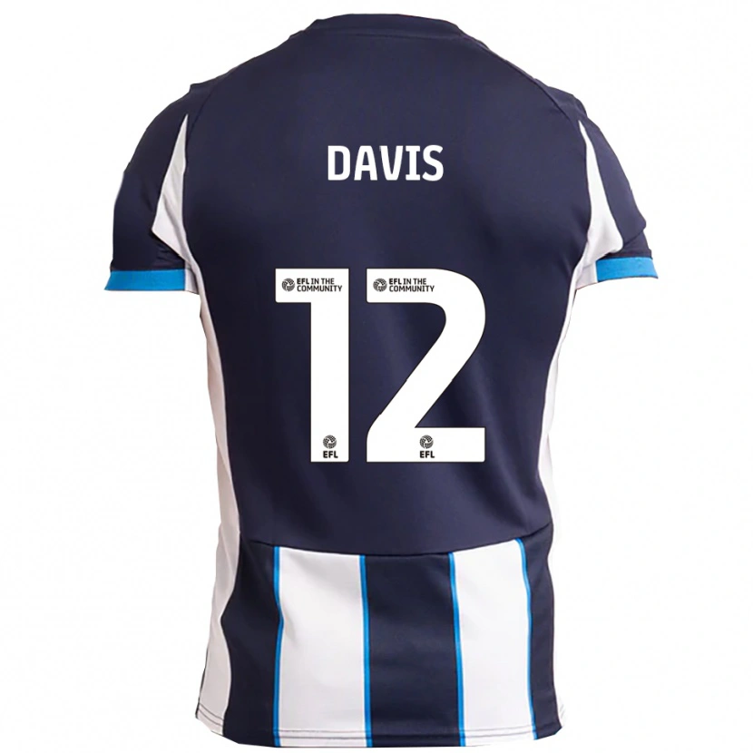 Danxen Bambino Maglia Archie Davis #12 Bianco Blu Navy Kit Gara Away 2025/26 Maglietta
