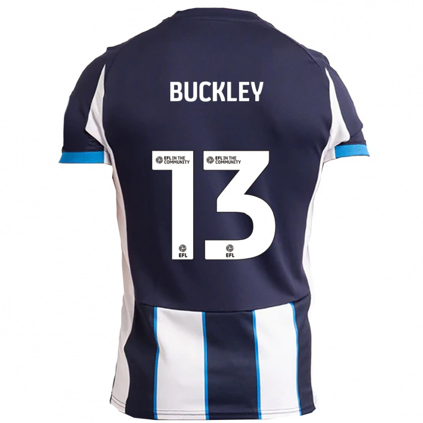 Danxen Bambino Maglia Benjamin Buckley #13 Bianco Blu Navy Kit Gara Away 2025/26 Maglietta
