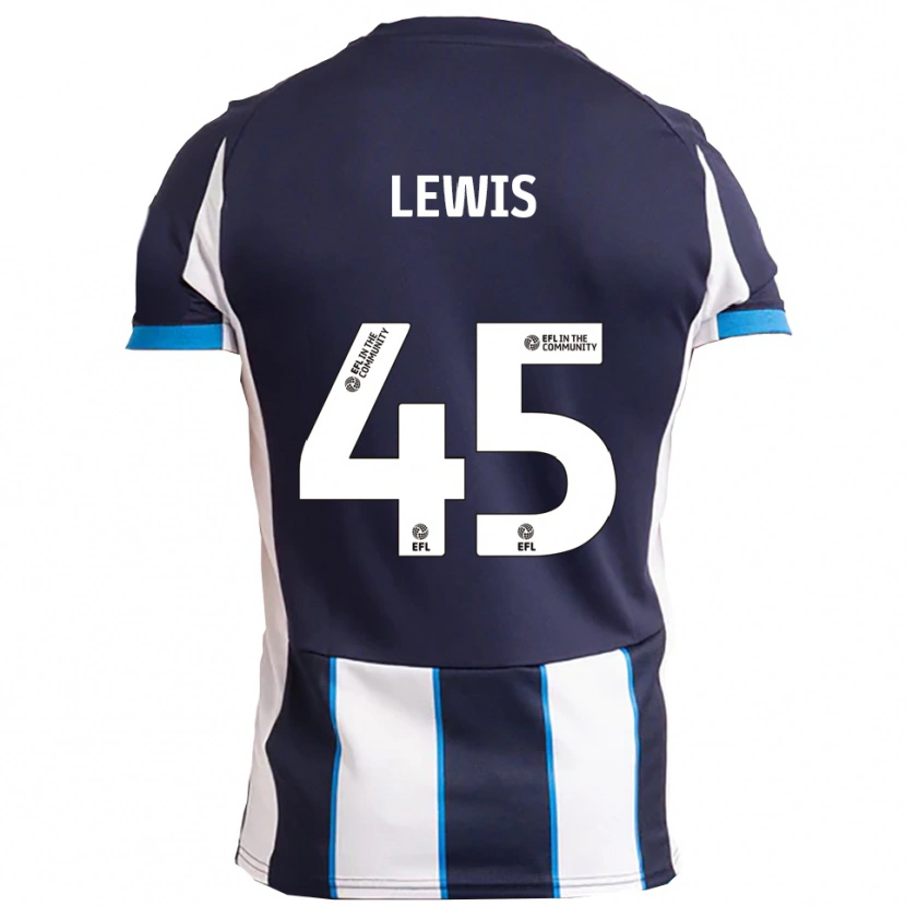 Danxen Bambino Maglia Jake Lewis #45 Bianco Blu Navy Kit Gara Away 2025/26 Maglietta