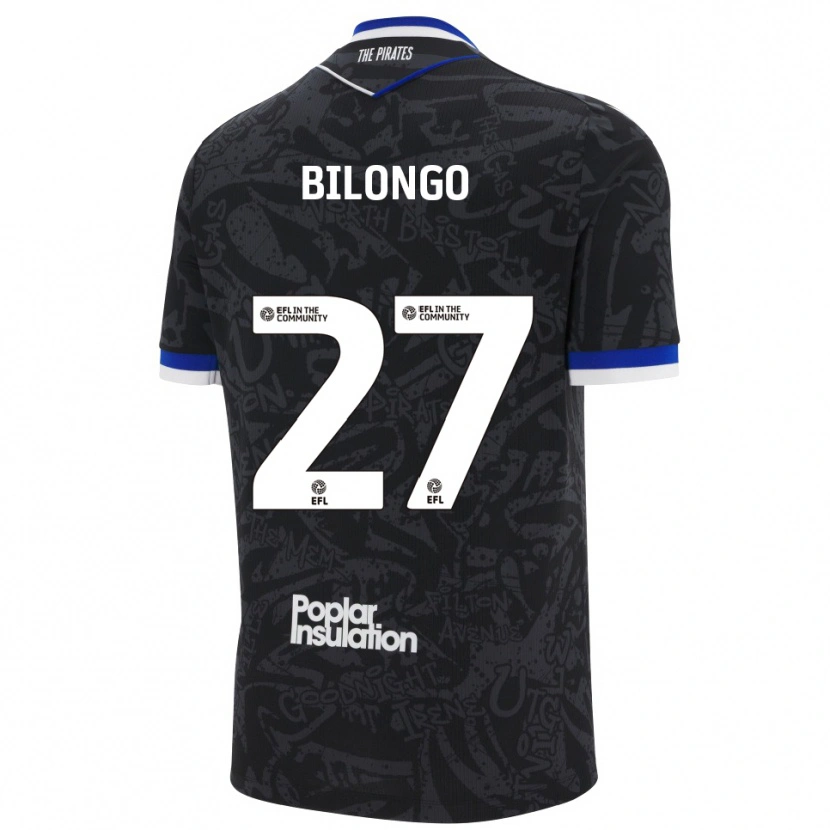 Danxen Bambino Maglia Bryant Bilongo #27 Nero Bianco Kit Gara Away 2025/26 Maglietta