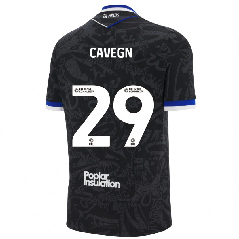 Danxen Bambino Maglia Fabrizio Cavegn #29 Nero Bianco Kit Gara Away 2025/26 Maglietta