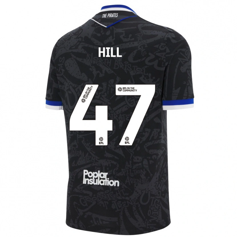 Danxen Bambino Maglia Kian Hill #47 Nero Bianco Kit Gara Away 2025/26 Maglietta