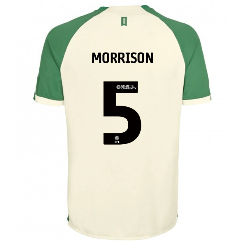 Danxen Bambino Maglia Michael Morrison #5 Bianco Sporco Verde Kit Gara Away 2025/26 Maglietta