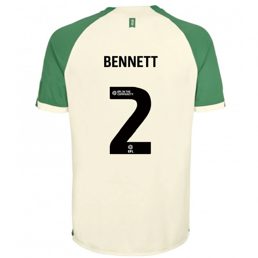 Danxen Bambino Maglia Liam Bennett #2 Bianco Sporco Verde Kit Gara Away 2025/26 Maglietta