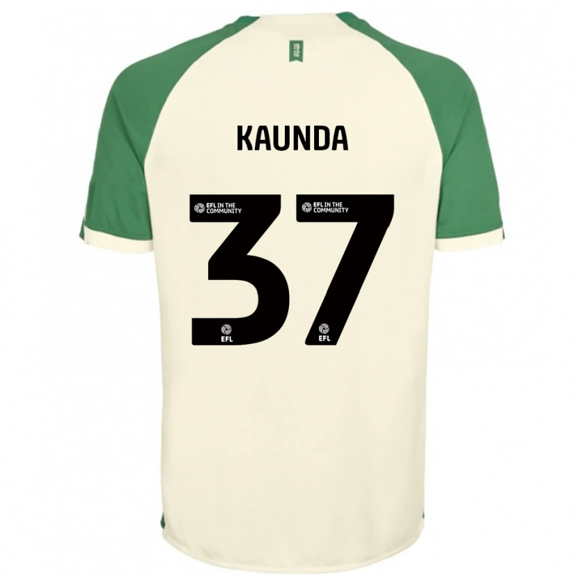 Danxen Bambino Maglia Amaru Kaunda #37 Bianco Sporco Verde Kit Gara Away 2025/26 Maglietta