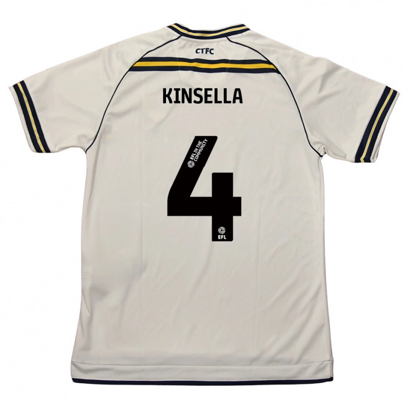 Danxen Bambino Maglia Liam Kinsella #4 Bianco Blu Navy Kit Gara Away 2025/26 Maglietta